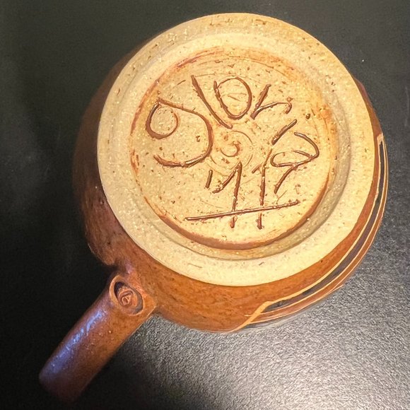 Handcrafted Wheel-Thrown Earthy Tone Pottery Mug w/ Tree Motif ~ Artist Signed - Picture 6 of 9